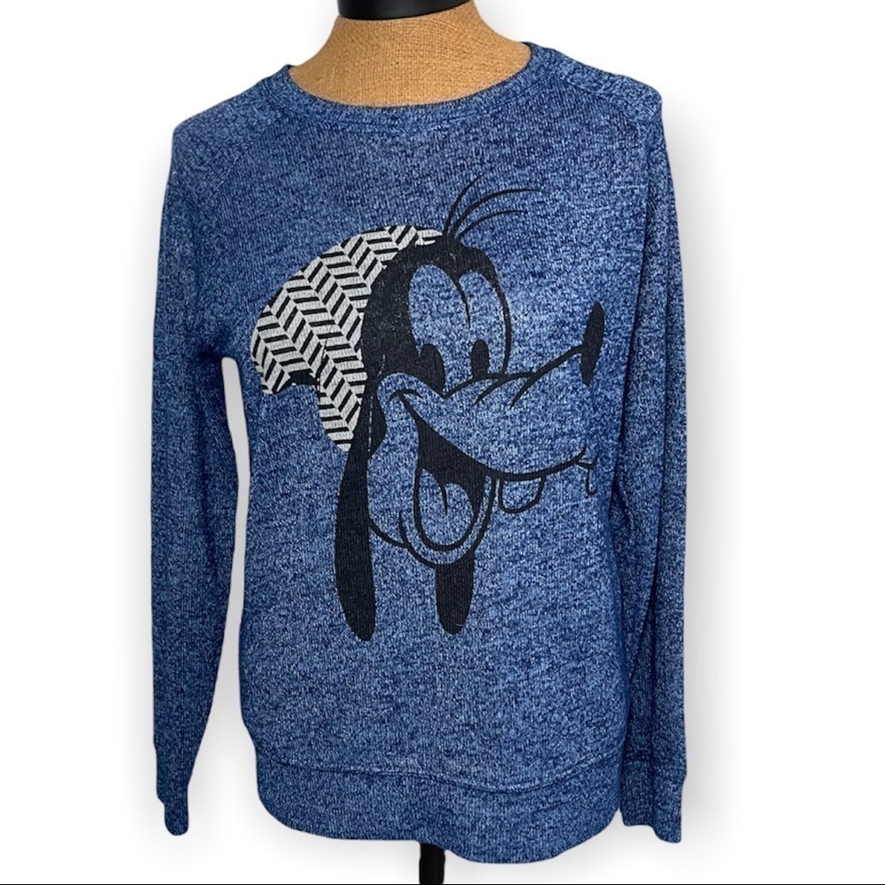 Disney Pluto scoop neck Heathered blue long sleeve lightweight sweater small‍‍﻿﻿